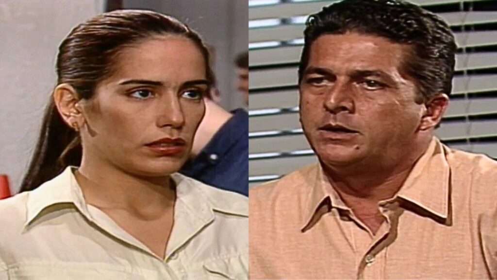 A L T: "Ruth (Glória Pires) vai à delegacia e confessa que matou Wanderley (Paulo Betti)."