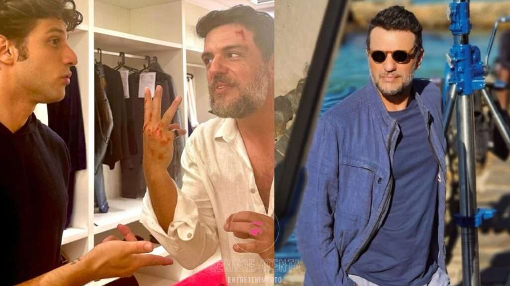 A L T: "Rodrigo Lombardi e Chay Suede gravam cena de crime para Mania de Você"