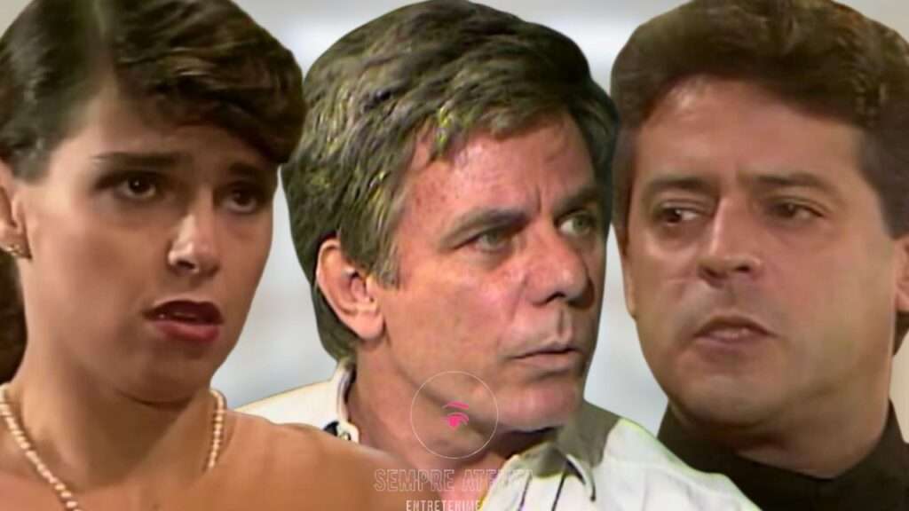 Ascanio, Arturzinho e Leonora em cenas da novela Tieta