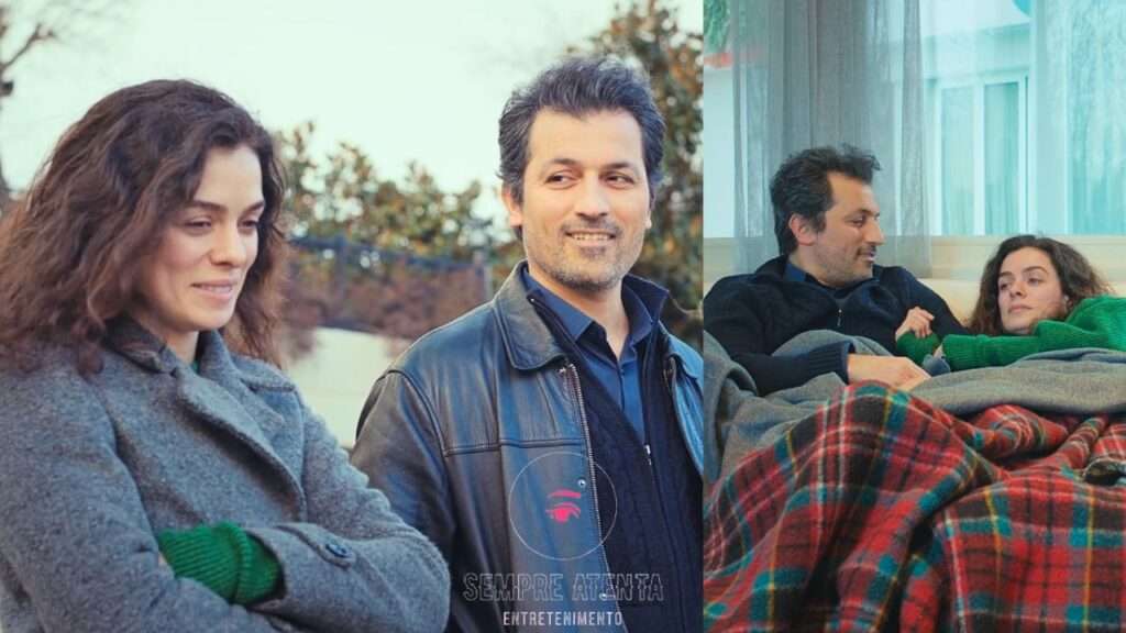 Bahar e Arif em momento romântico em Força de Mulher, durante passeio onde dormem juntos pela primeira vez.