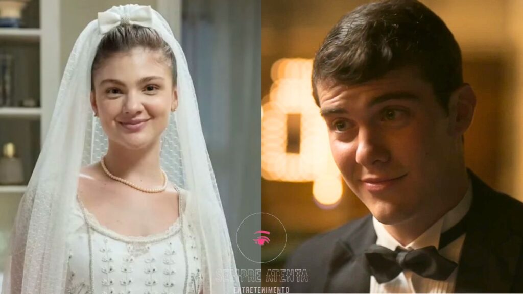 Celeste e Edu vestidos para o casamento na novela Garota do Momento